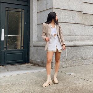 Zara Beige Combat Lugg Boots